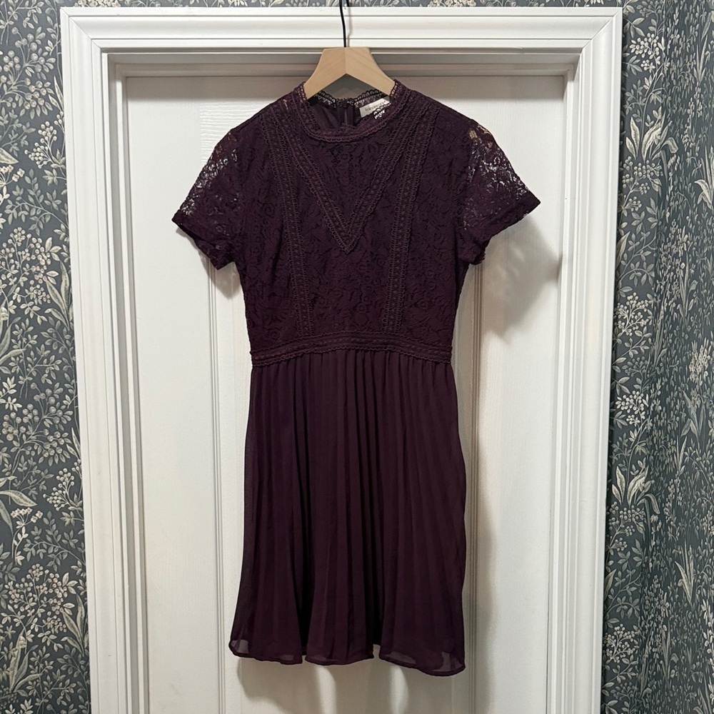 Francesca's Collections Deep Purple Lace Mini Dress